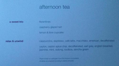Tea menu