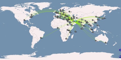 Nonstop Flights from DOH (taken from openflights.org)
